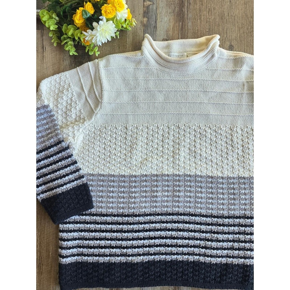 Y2K Elisabeth by Liz Claiborne Petite Mock Neck‎ Knit Oversized Sweater Size 3